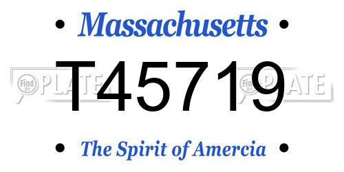 T45719 Massachusetts License Plate