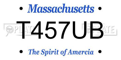 T457UB Massachusetts License Plate