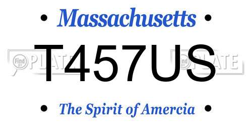 T457US Massachusetts License Plate