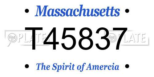 T45837 Massachusetts License Plate