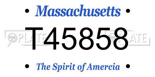 T45858 Massachusetts License Plate