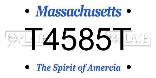 T4585T Massachusetts License Plate