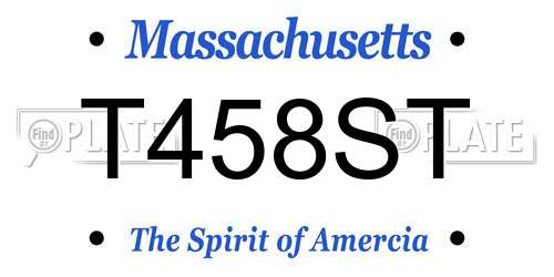 T458ST Massachusetts License Plate