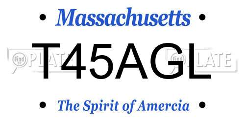 T45AGL Massachusetts License Plate