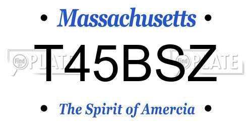 T45BSZ Massachusetts License Plate