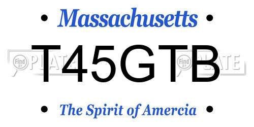 T45GTB Massachusetts License Plate