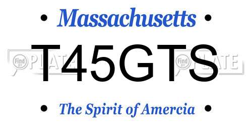 T45GTS Massachusetts License Plate