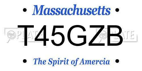 T45GZB Massachusetts License Plate