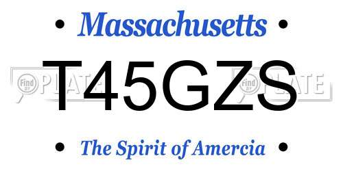 T45GZS Massachusetts License Plate