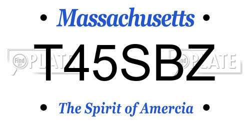 T45SBZ Massachusetts License Plate