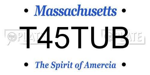 T45TUB Massachusetts License Plate