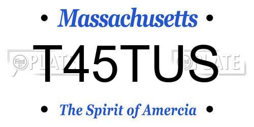 T45TUS Massachusetts License Plate