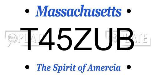 T45ZUB Massachusetts License Plate