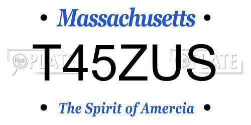 T45ZUS Massachusetts License Plate