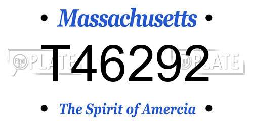 T46292 Massachusetts License Plate