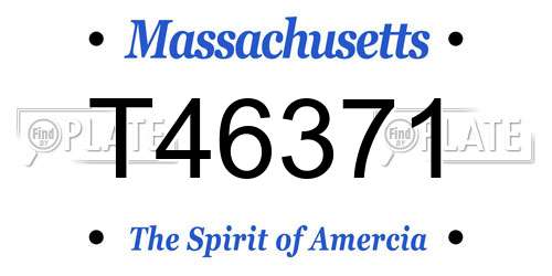 T46371 Massachusetts License Plate