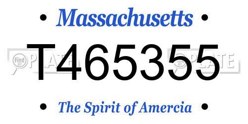 T465355 Massachusetts License Plate
