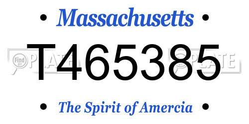 T465385 Massachusetts License Plate