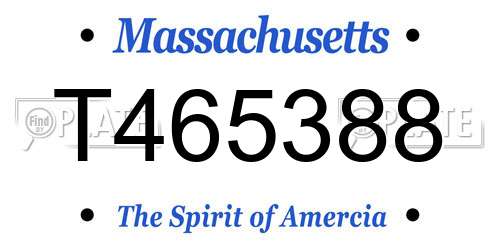 T465388 Massachusetts License Plate