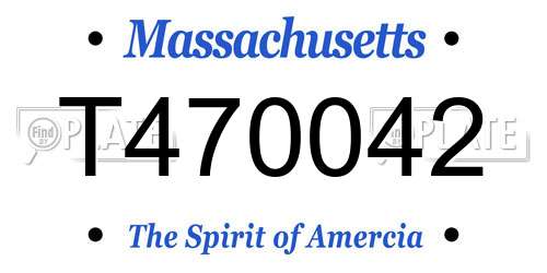 T470042 Massachusetts License Plate
