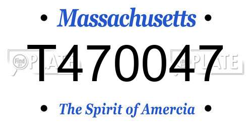 T470047 Massachusetts License Plate