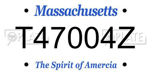 T47004Z Massachusetts License Plate