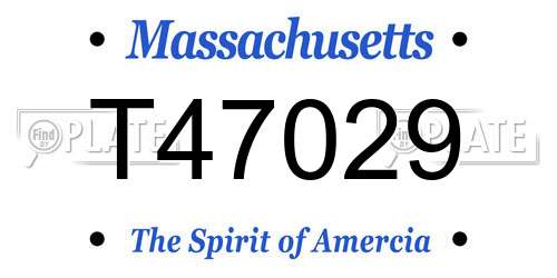 T47029 Massachusetts License Plate