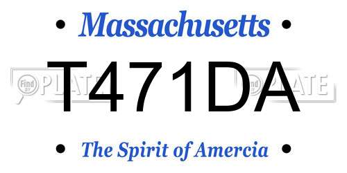 T471DA Massachusetts License Plate