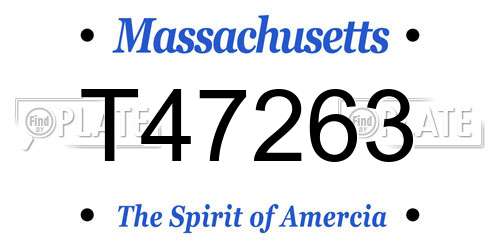 T47263 Massachusetts License Plate