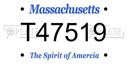 T47519 Massachusetts License Plate