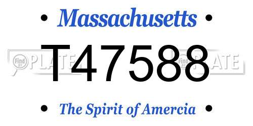 T47588 Massachusetts License Plate