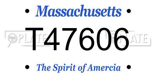 T47606 Massachusetts License Plate