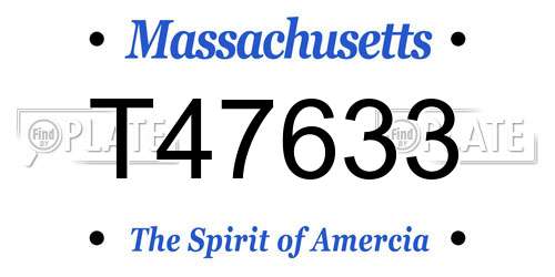 T47633 Massachusetts License Plate