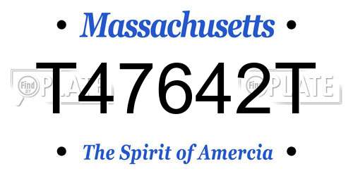 T47642T Massachusetts License Plate
