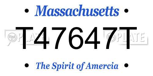 T47647T Massachusetts License Plate