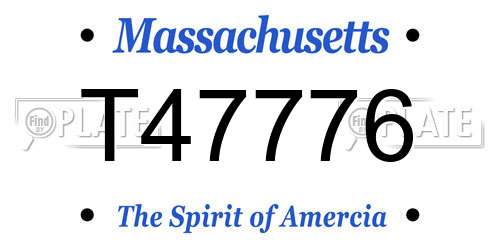 T47776 Massachusetts License Plate