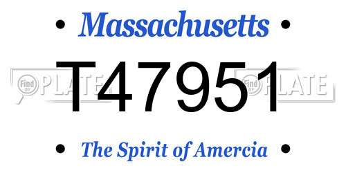 T47951 Massachusetts License Plate