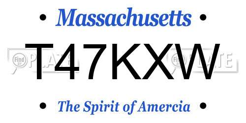 T47KXW Massachusetts License Plate