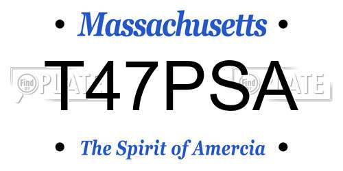 T47PSA Massachusetts License Plate