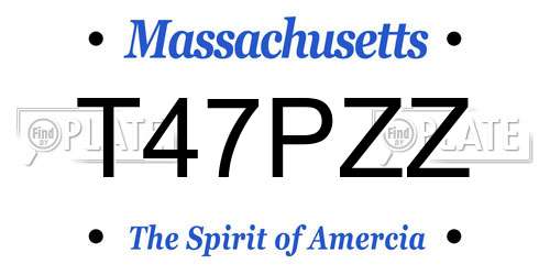 T47PZZ Massachusetts License Plate