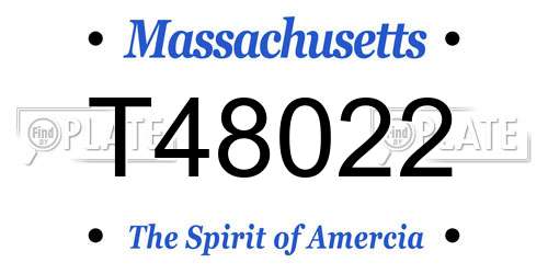 T48022 Massachusetts License Plate