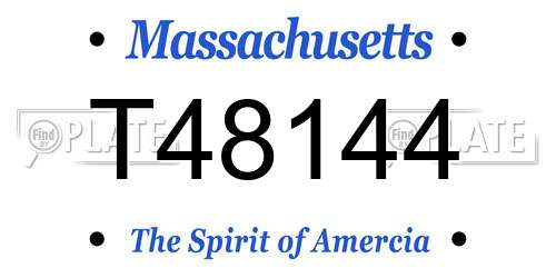 T48144 Massachusetts License Plate