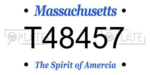 T48457 Massachusetts License Plate
