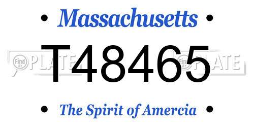 T48465 Massachusetts License Plate