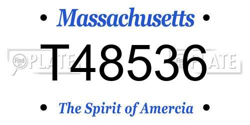 T48536 Massachusetts License Plate