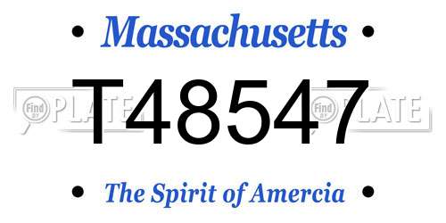 T48547 Massachusetts License Plate
