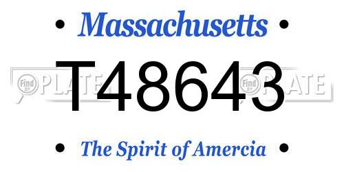 T48643 Massachusetts License Plate