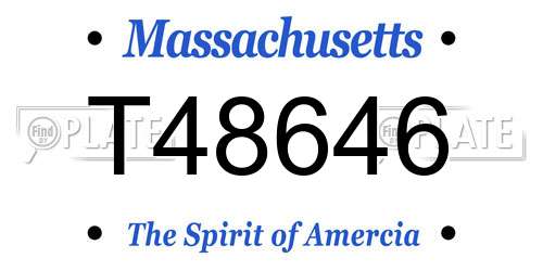 T48646 Massachusetts License Plate