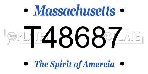 T48687 Massachusetts License Plate