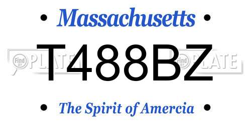 T488BZ Massachusetts License Plate